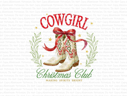 Cowgirl Christmas Club DTF (Direct to Film) Transfers, Christmas DTF Transfer Ready to Press