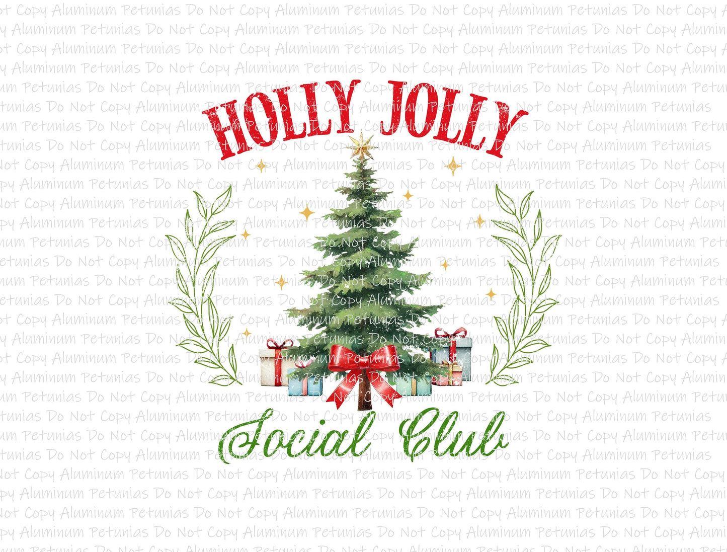 Holly Jolly Club DTF (Direct to Film) Transfers, Christmas DTF Transfer Ready to Press