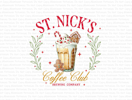 St. Nicks Coffee Club DTF (Direct to Film) Transfers, Christmas DTF Transfer Ready to Press