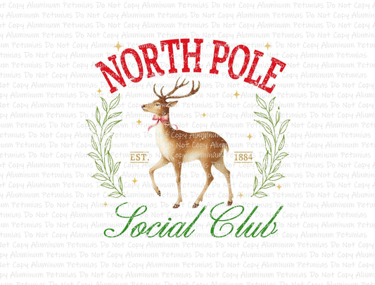 North Pole Social Club DTF (Direct to Film) Transfers, Christmas DTF Transfer Ready to Press