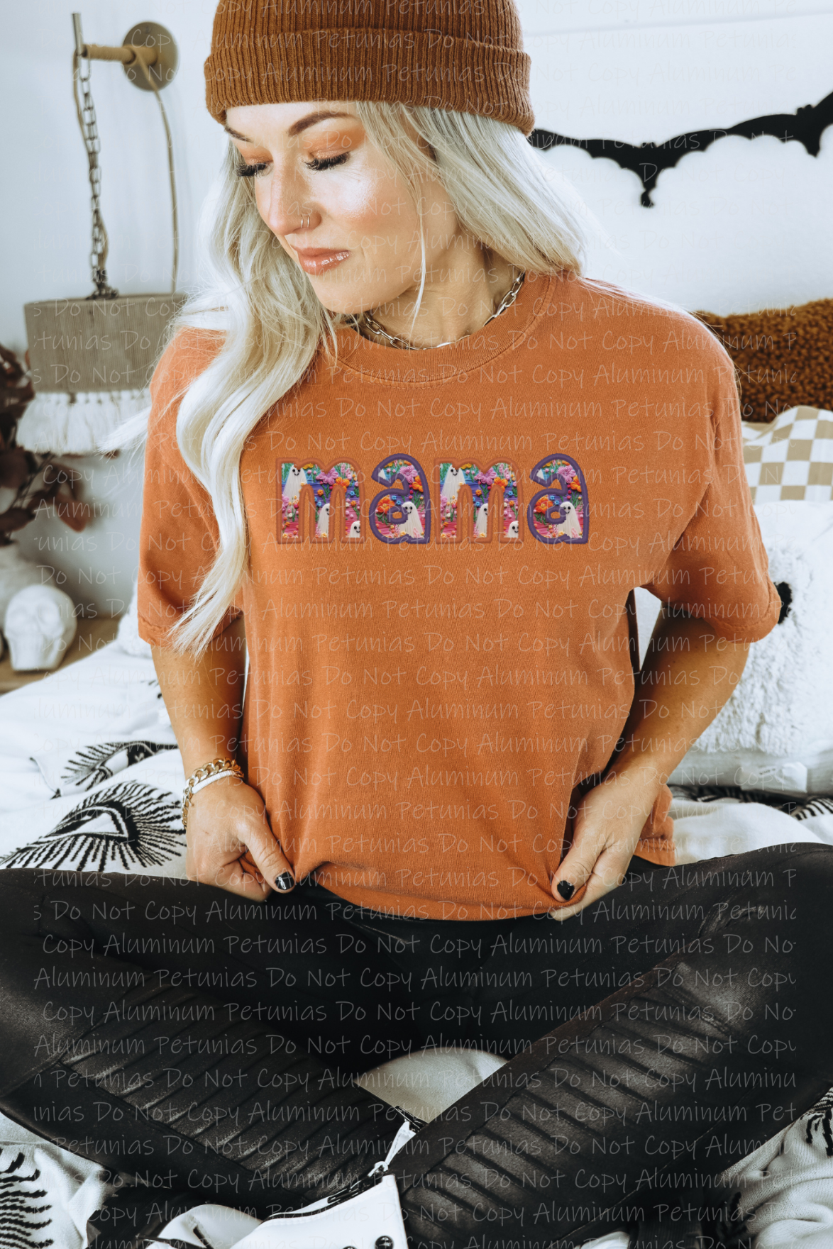 Mama Purple Faux Embroidery Graphic Tee