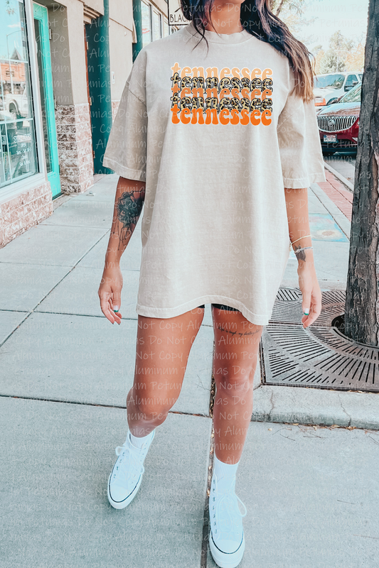 Tennessee Stacked Leopard Print Graphic Tee