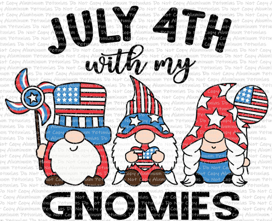 4th With my Gnomies DTF (Direct to Film) Transfers, Fourth of July DTF, Gnomies Transfer, DTF Transfer Ready to Press