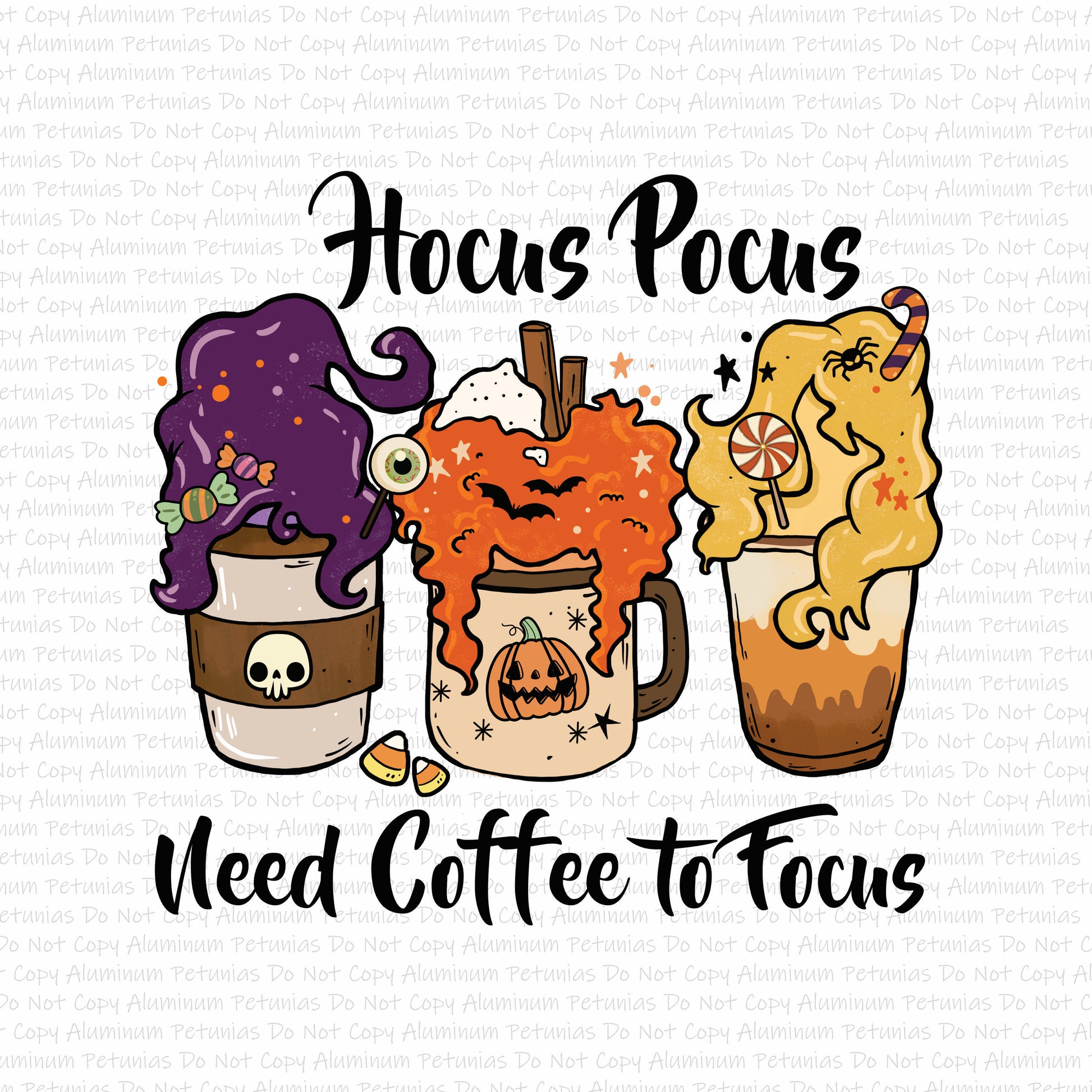Need Coffee to Focus DTF (Direct to Film) Transfers, Halloween DTF Transfer Ready to Press, 1-3 Day Ship