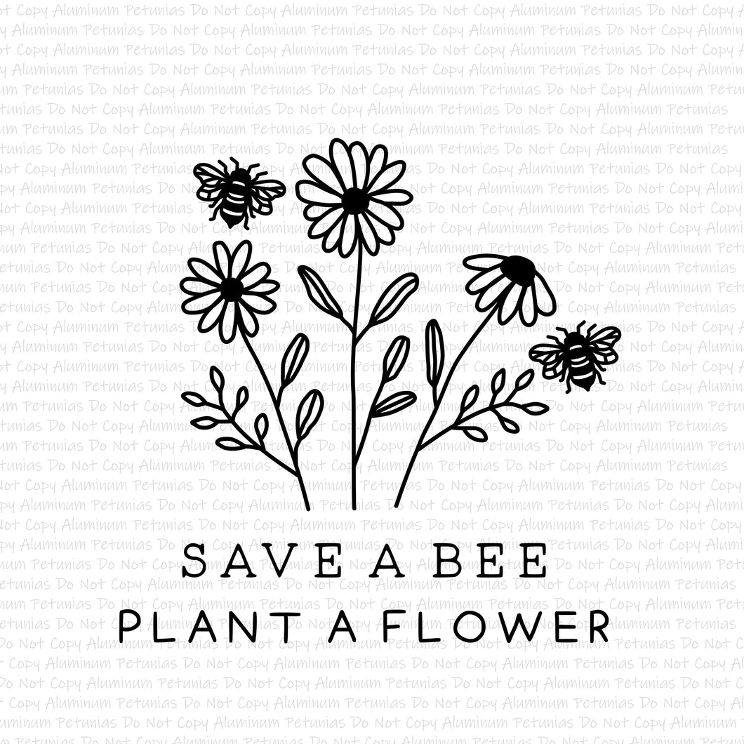 Save A Bee, Plant A Flower DTF (Direct to Film) Transfers, Nature DTF Transfer Ready to Press, 1-3 Day Ship