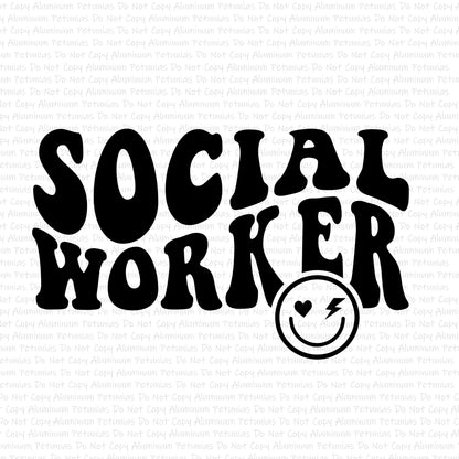 Social Worker DTF (Direct to Film) Transfers, Occupation DTF Transfer Ready to Press, 1-3 Day Ship