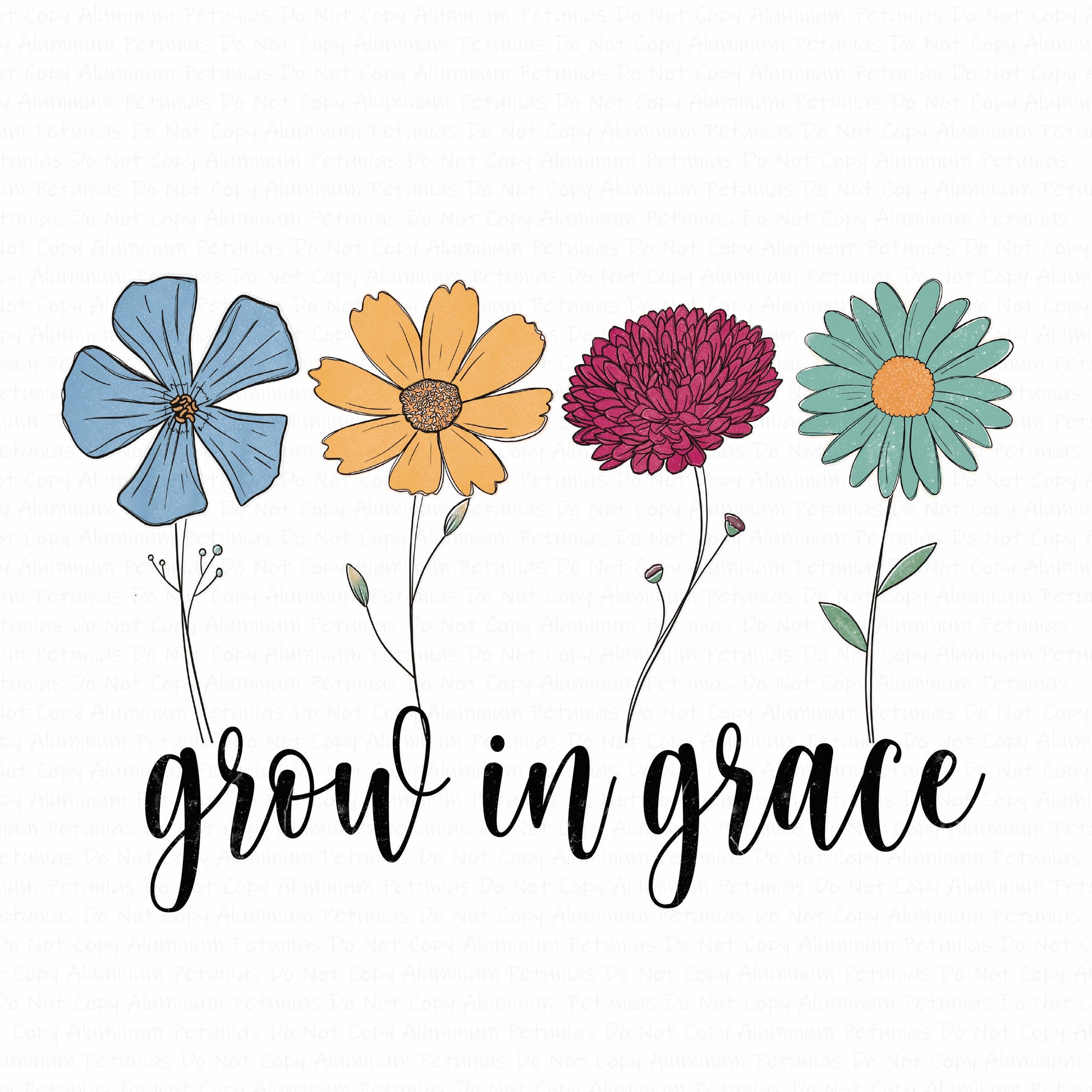 Grow in Grace DTF (Direct to Film) Transfers, Christian DTF Transfer Ready to Press,