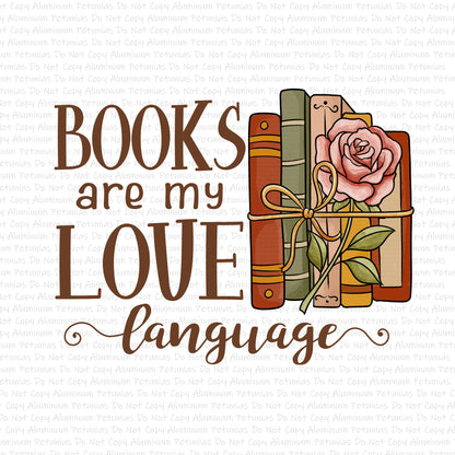 Books Are My Love Language DTF (Direct to Film) Transfers, Reading DTF Transfer Ready to Press, 1-3 Day Ship