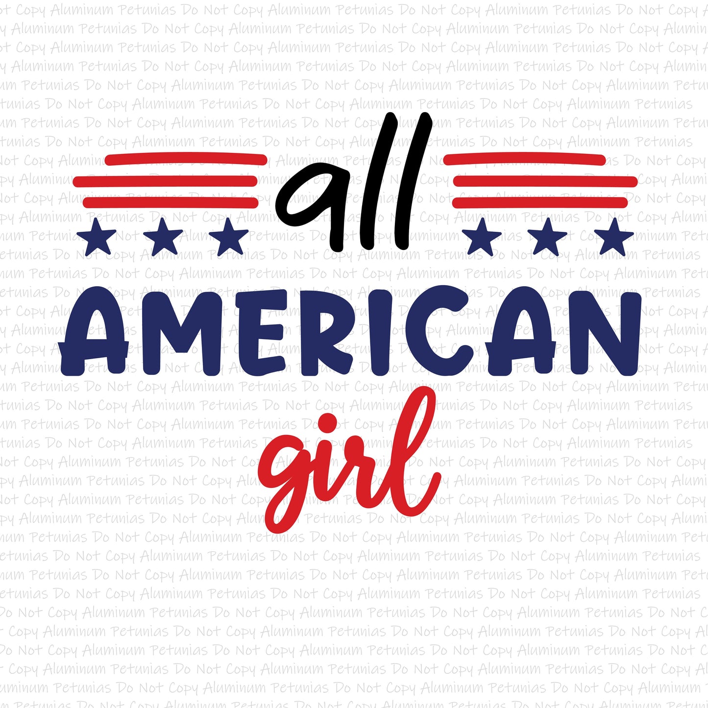 All American Girl DTF (Direct to Film) Transfers, 4th of July DTF Transfer Ready to Press, 1-3 Day Ship