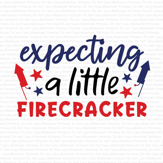 Expecting A Little Firecracker (Direct to Film) Transfers, 4th of July DTF Transfer Ready to Press, 1-3 Day Ship