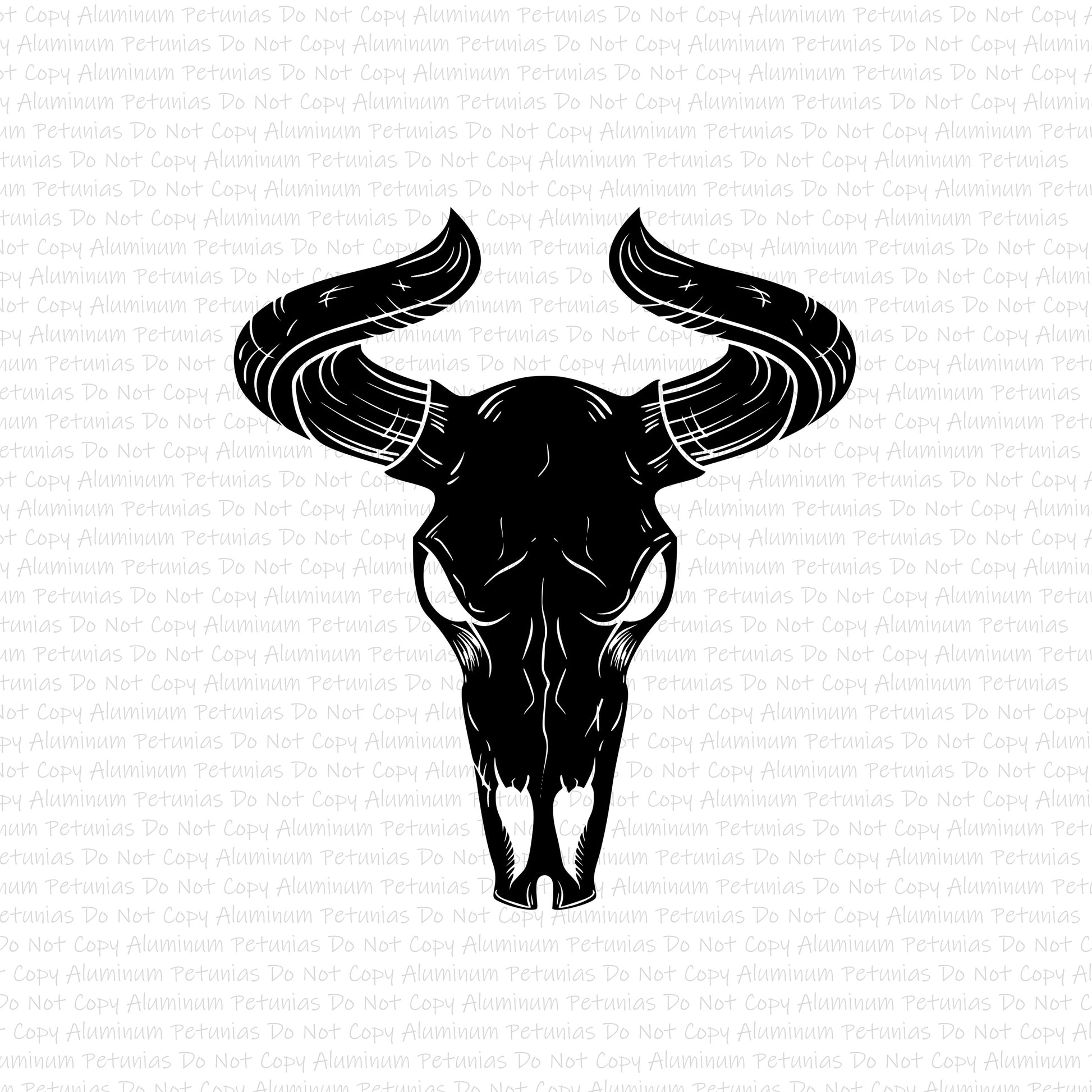 Bull Skull Black DTF (Direct to Film) Transfers, Western DTF Transfer Ready to Press, 1-3 Day Ship