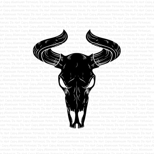 Bull Skull Black DTF (Direct to Film) Transfers, Western DTF Transfer Ready to Press, 1-3 Day Ship