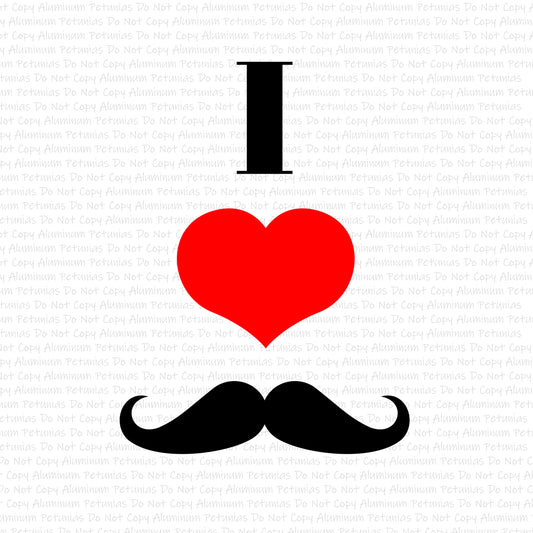 I Love Mustaches DTF (Direct to Film) Transfers, Country DTF Transfer Ready to Press, 1-3 Day Ship