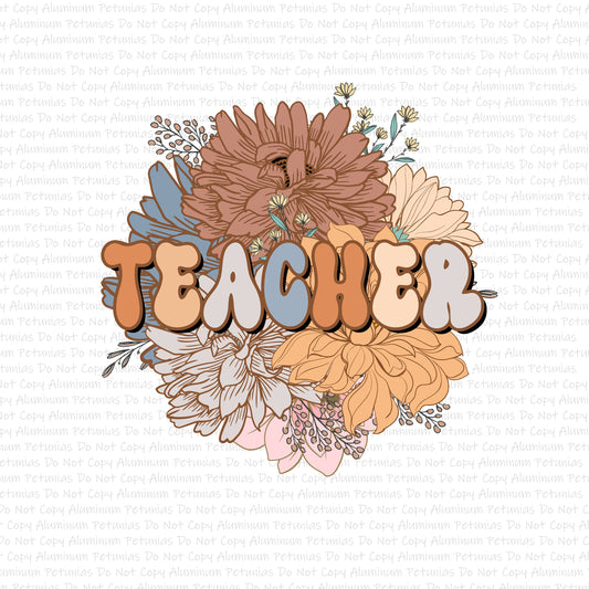 Floral Teacher DTF (Direct to Film) Transfers, Teacher DTF Transfer Ready to Press, 