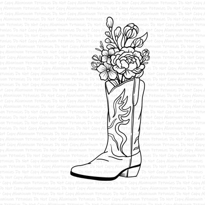 Wildflower Boots DTF (Direct to Film) Transfers, Western DTF Transfer Ready to Press,