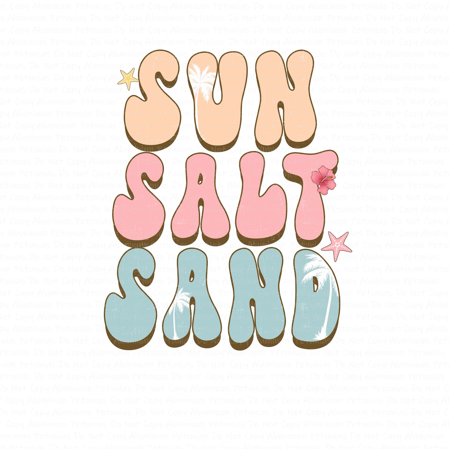 Sun Salt Sand DTF (Direct to Film) Transfers, Summer DTF Transfer Ready to Press, 1-3 Day Ship