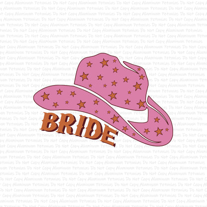 Cowgirl Bride DTF (Direct to Film) Transfers, Bride DTF Transfer Ready to Press, 1-3 Day Ship