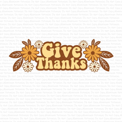 Give Thanks DTF (Direct to Film) Transfers, Fall DTF Transfer Ready to Press, 1-3 Day Ship