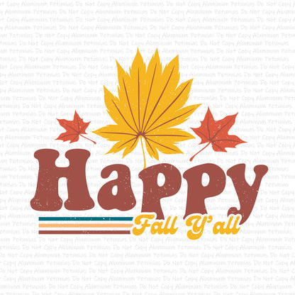 Happy Fall Y'all DTF (Direct to Film) Transfers, Fall DTF Transfer Ready to Press, 1-3 Day Ship