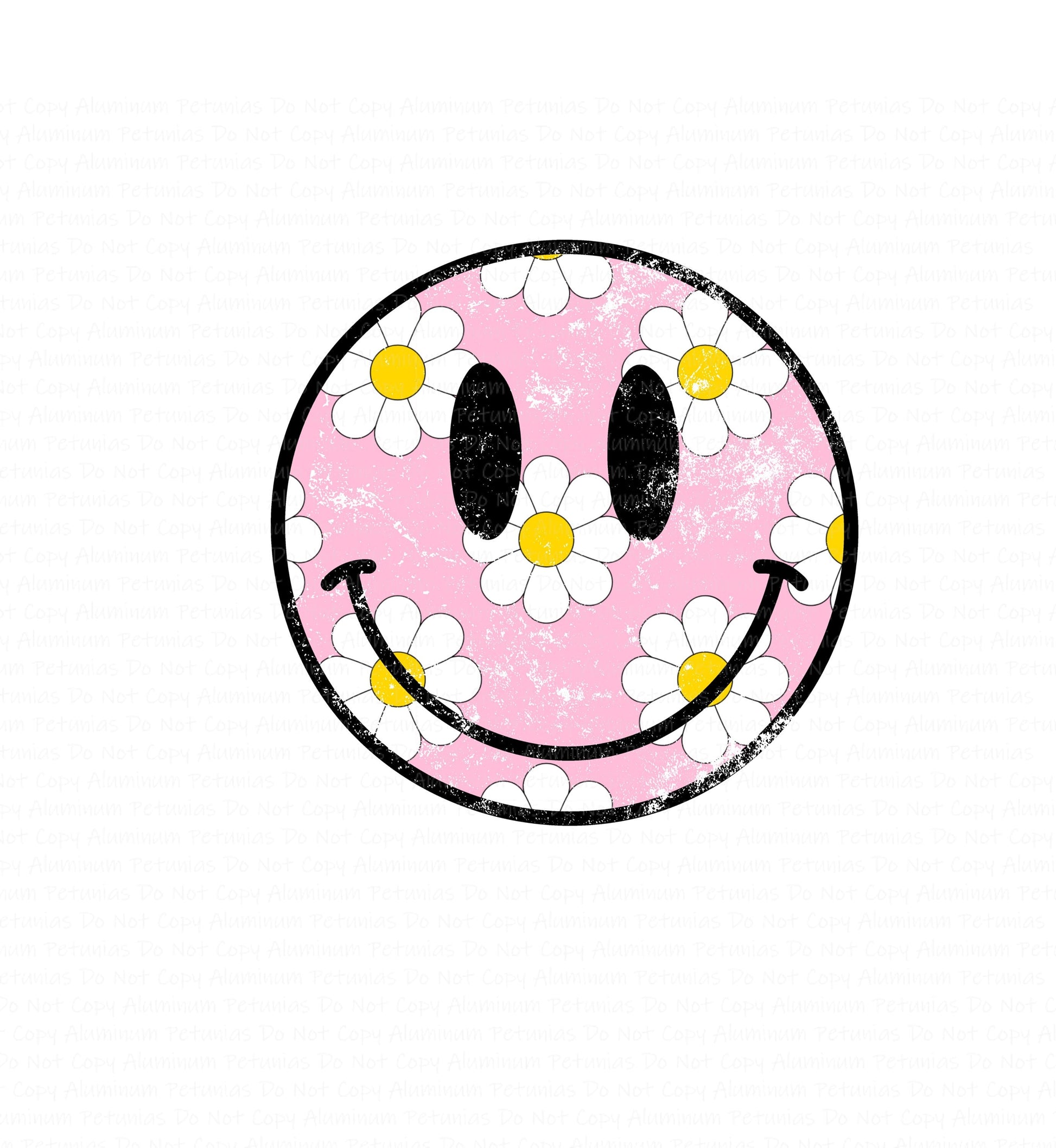 Smiley Pink Daisy DTF (Direct to Film) Transfers, Smiley DTF Transfer Ready to Press, 1-3 Day Ship