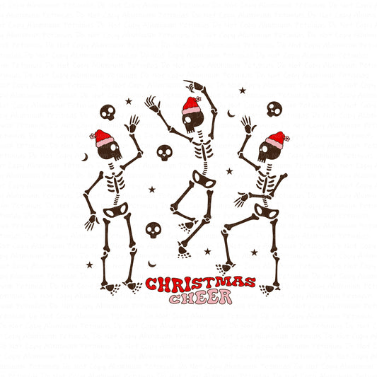 Dancing Christmas Skeletons DTF (Direct to Film) Transfers, Christmas DTF Transfer Ready to Press, 1-3 Day Ship