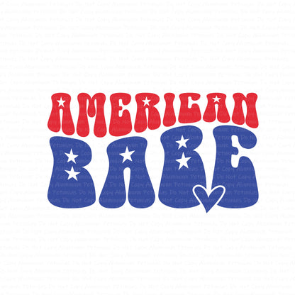 America Babe Retro DTF (Direct to Film) Transfers, 4th of July DTF Transfer Ready to Press