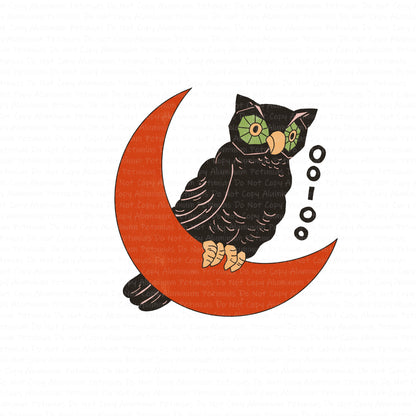 Vintage Owl DTF (Direct to Film) Transfers, Halloween DTF Transfer Ready to Press, 1-3 Day Ship