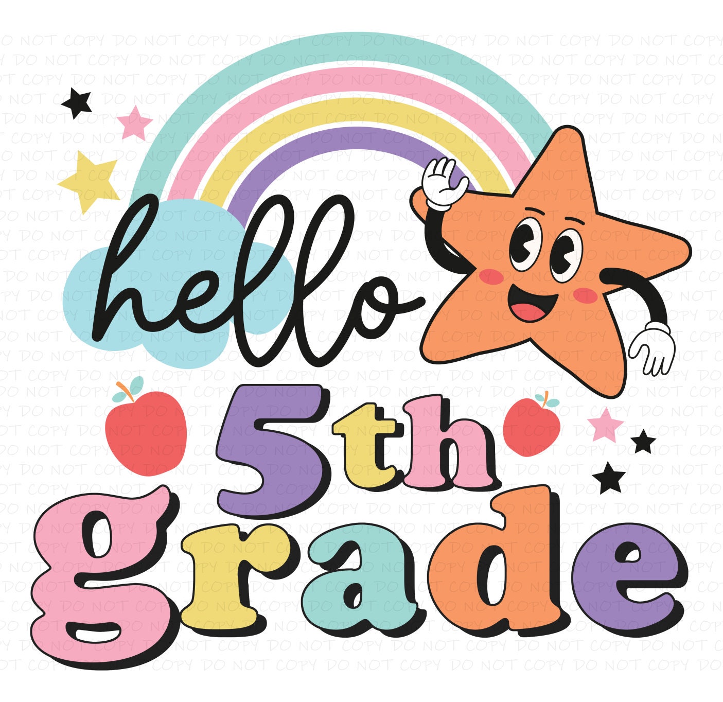 Back To School Hello Grade Rainbow Grades, School DTF (Direct to Film) Transfers