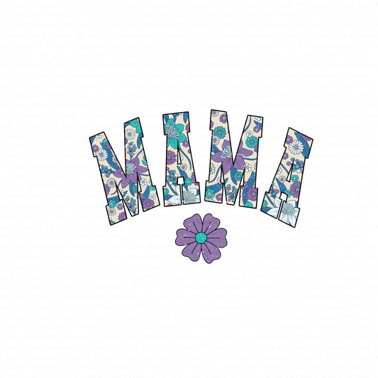 Mama Floral Purple DTF (Direct to Film) Transfers, Mini DTF Transfer Ready to Press, 1-3 Day Ship