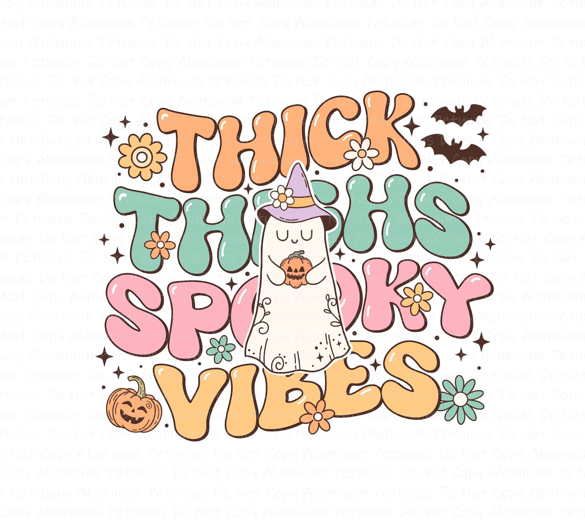 Pastel Thick Thighs, Spooky Vibes DTF (Direct to Film) Transfers, Halloween DTF Transfer Ready to Press, 1-3 Day Ship
