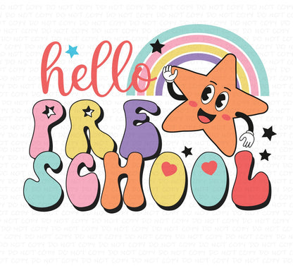 Back To School Hello Grade Rainbow Grades, School DTF (Direct to Film) Transfers