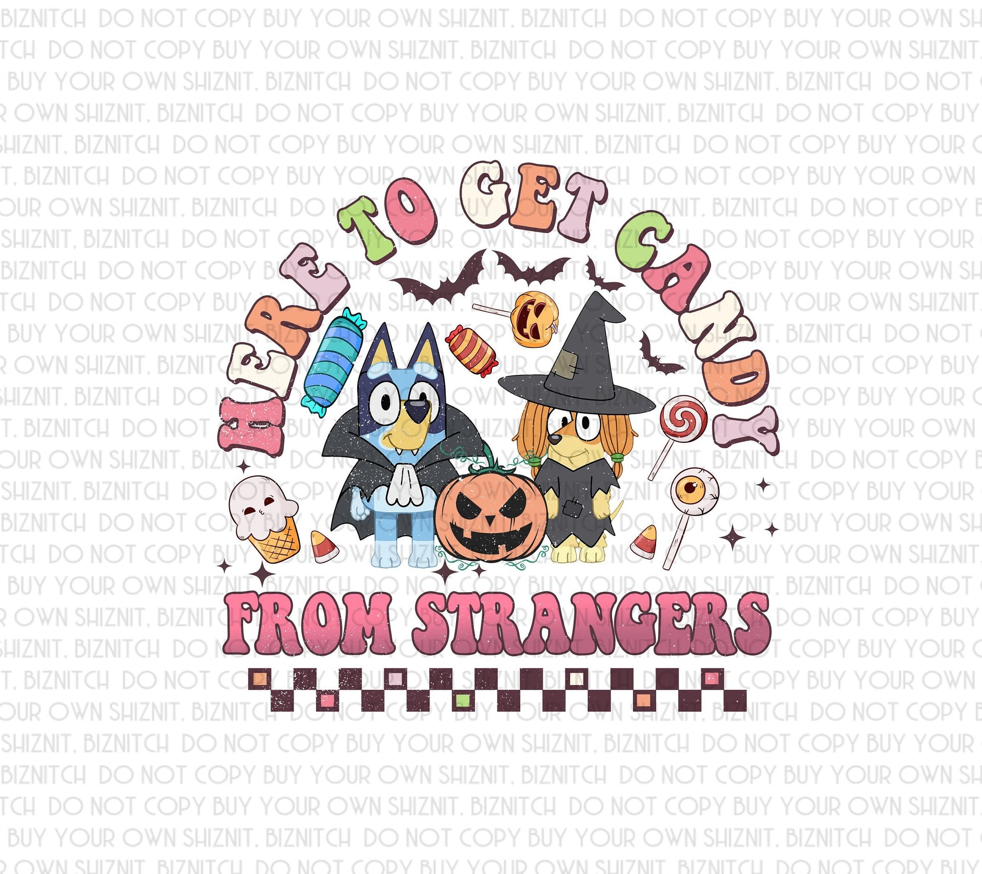 Getting Candy Character Halloween DTF (Direct to Film) Transfers, Halloween DTF Transfer Ready to Press, 3-5 Day Ship