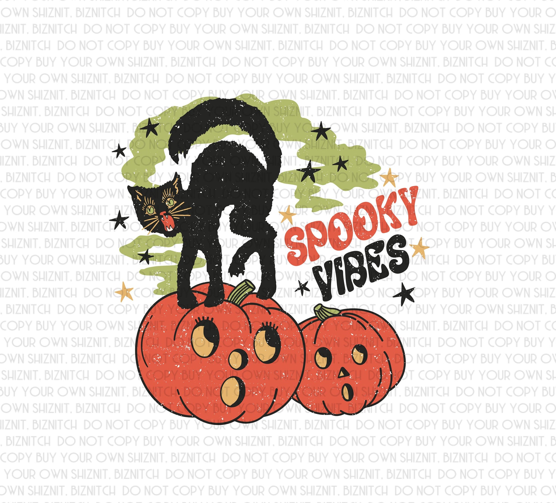 Vintage Spooky Vibes DTF (Direct to Film) Transfers, Halloween DTF Transfer Ready to Press, 3-5 Day Ship