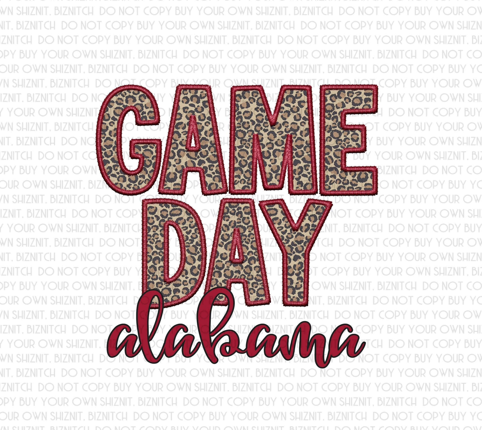 Embroidered Gameday Alabama DTF (Direct to Film) Transfers, Approved Vendor for Grovedesigns123