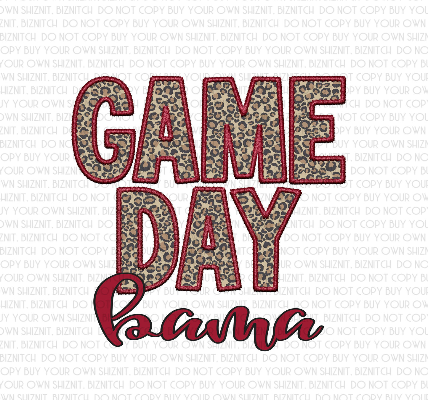 Embroidered Gameday Bama DTF (Direct to Film) Transfers, Approved Vendor for Grovedesigns123