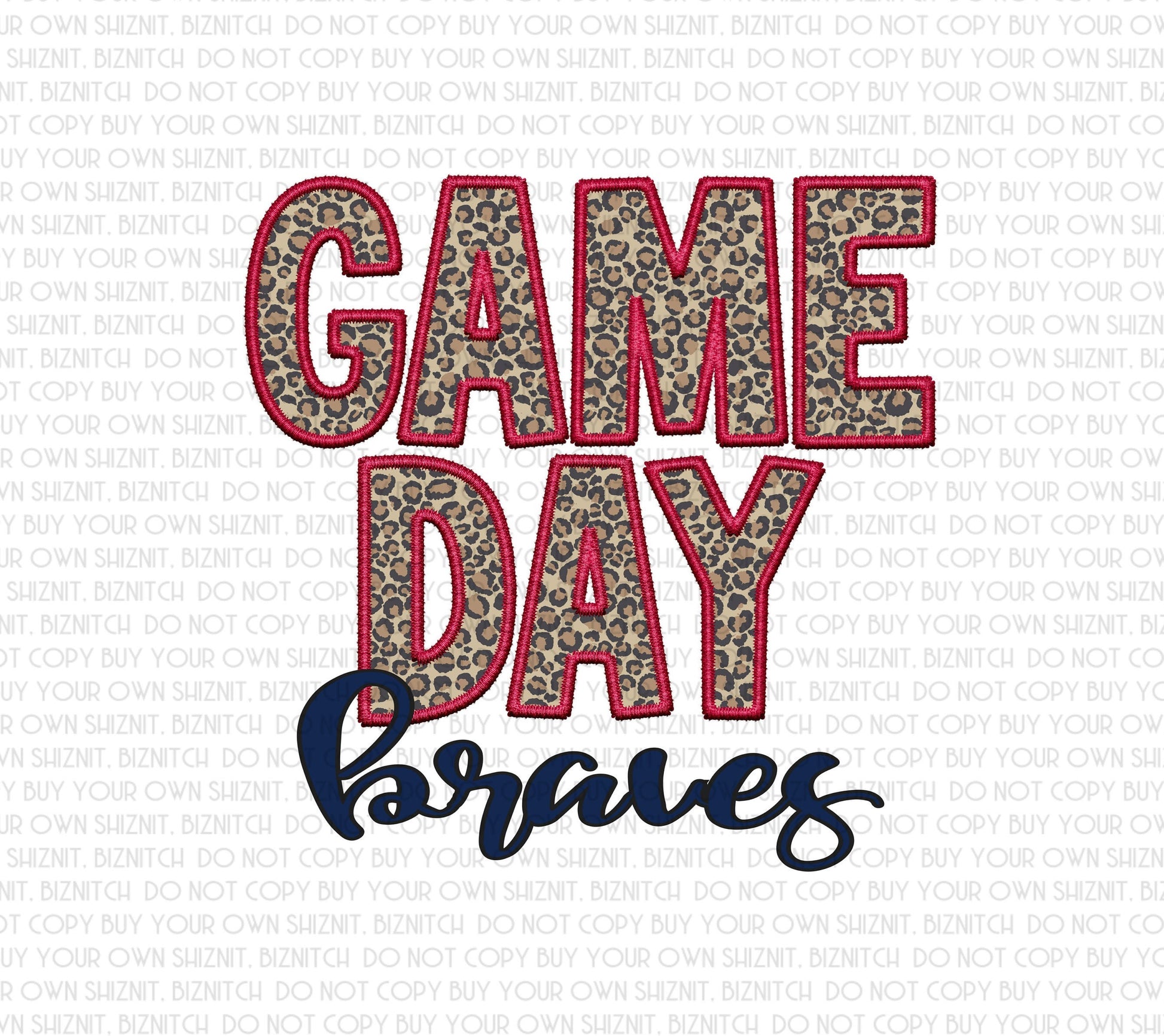 Embroidered Gameday Braves DTF (Direct to Film) Transfers, Approved Vendor for Grovedesigns123