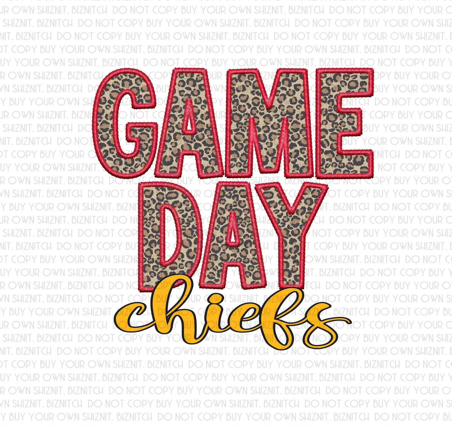 Embroidered Gameday Chiefs DTF (Direct to Film) Transfers, Approved Vendor for Grovedesigns123