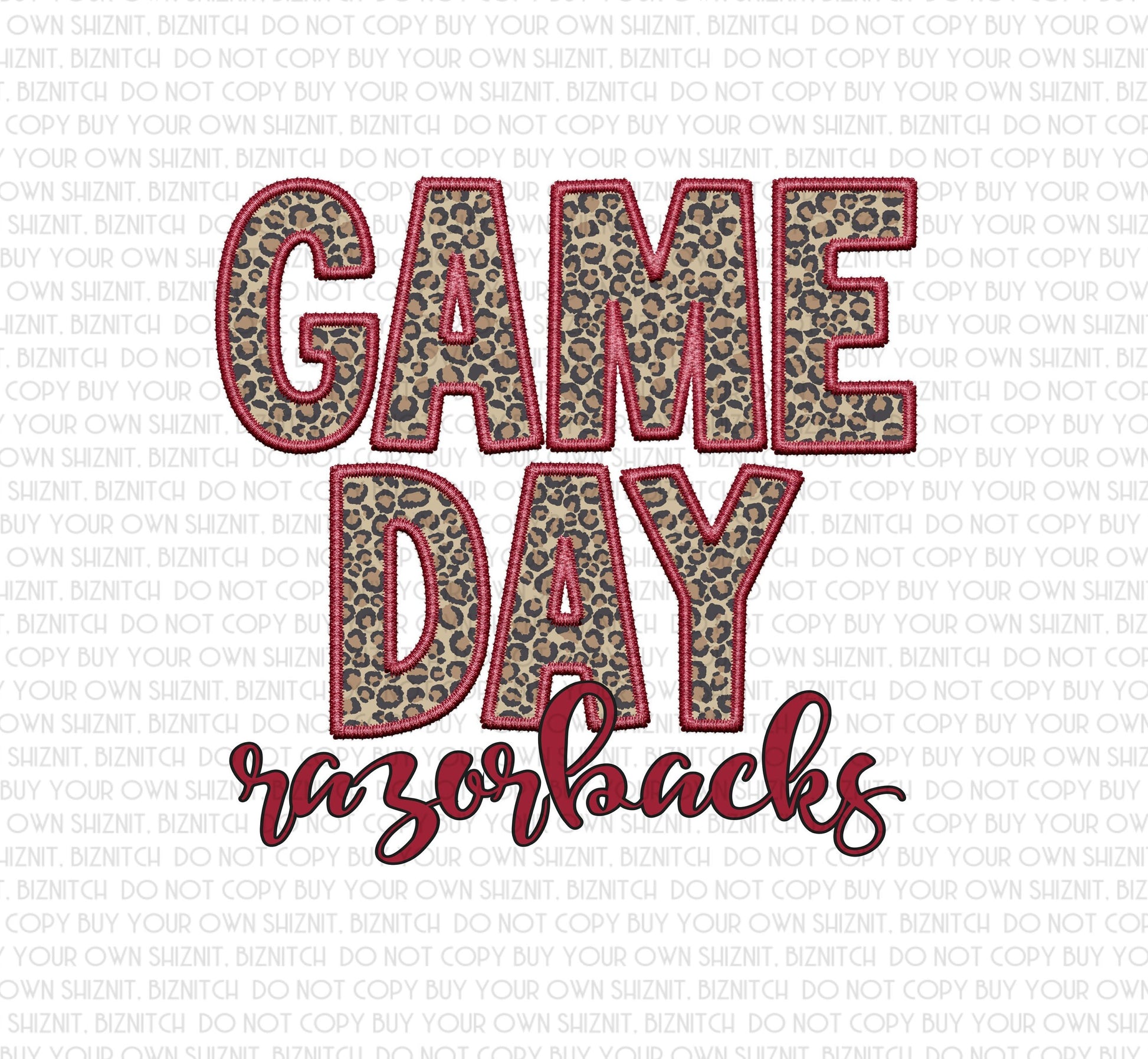 Embroidered Gameday Razorbacks DTF (Direct to Film) Transfers, Approved Vendor for Grovedesigns123