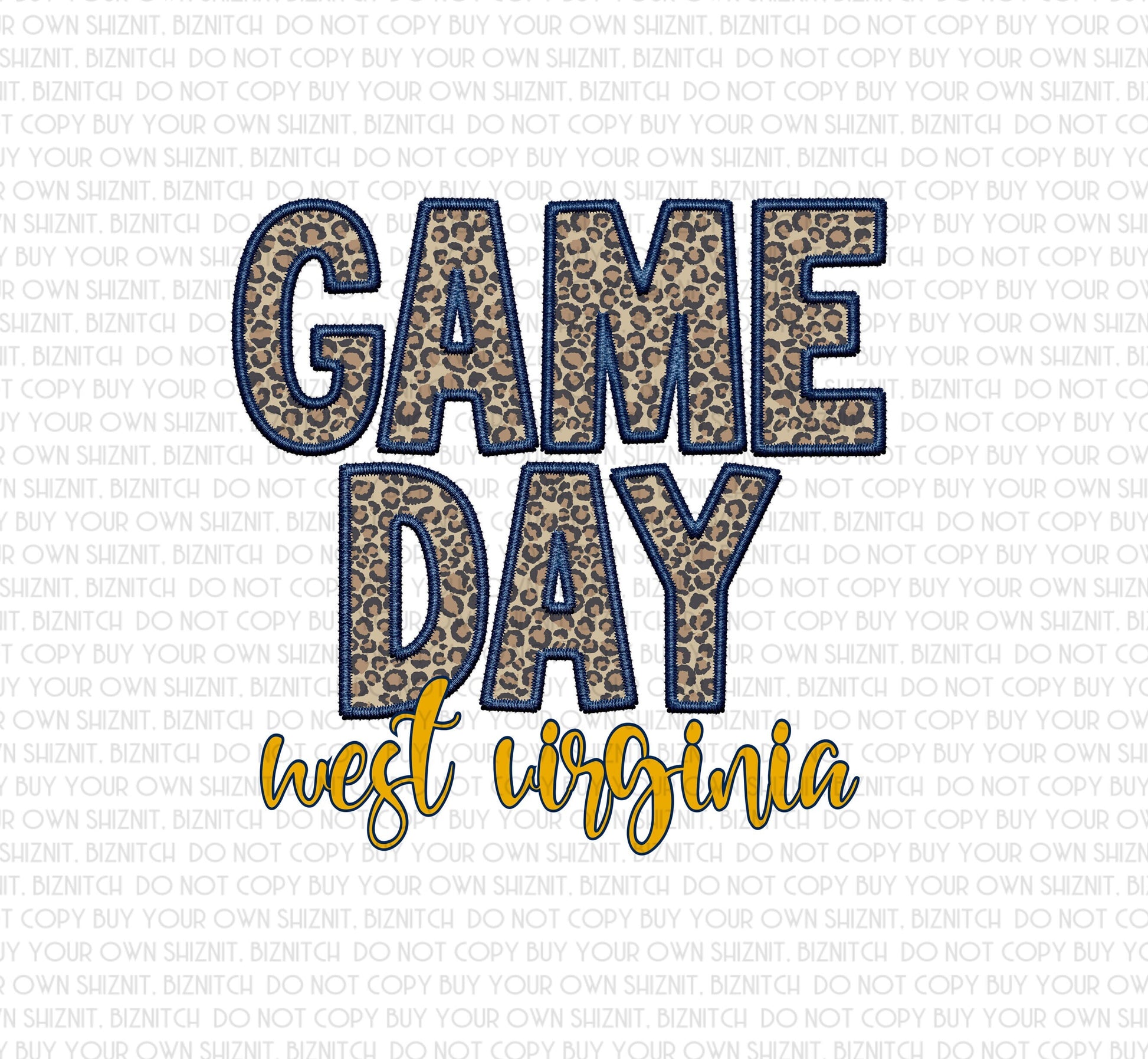 Embroidered Gameday West Virginia DTF (Direct to Film) Transfers, Approved Vendor for Grovedesigns123