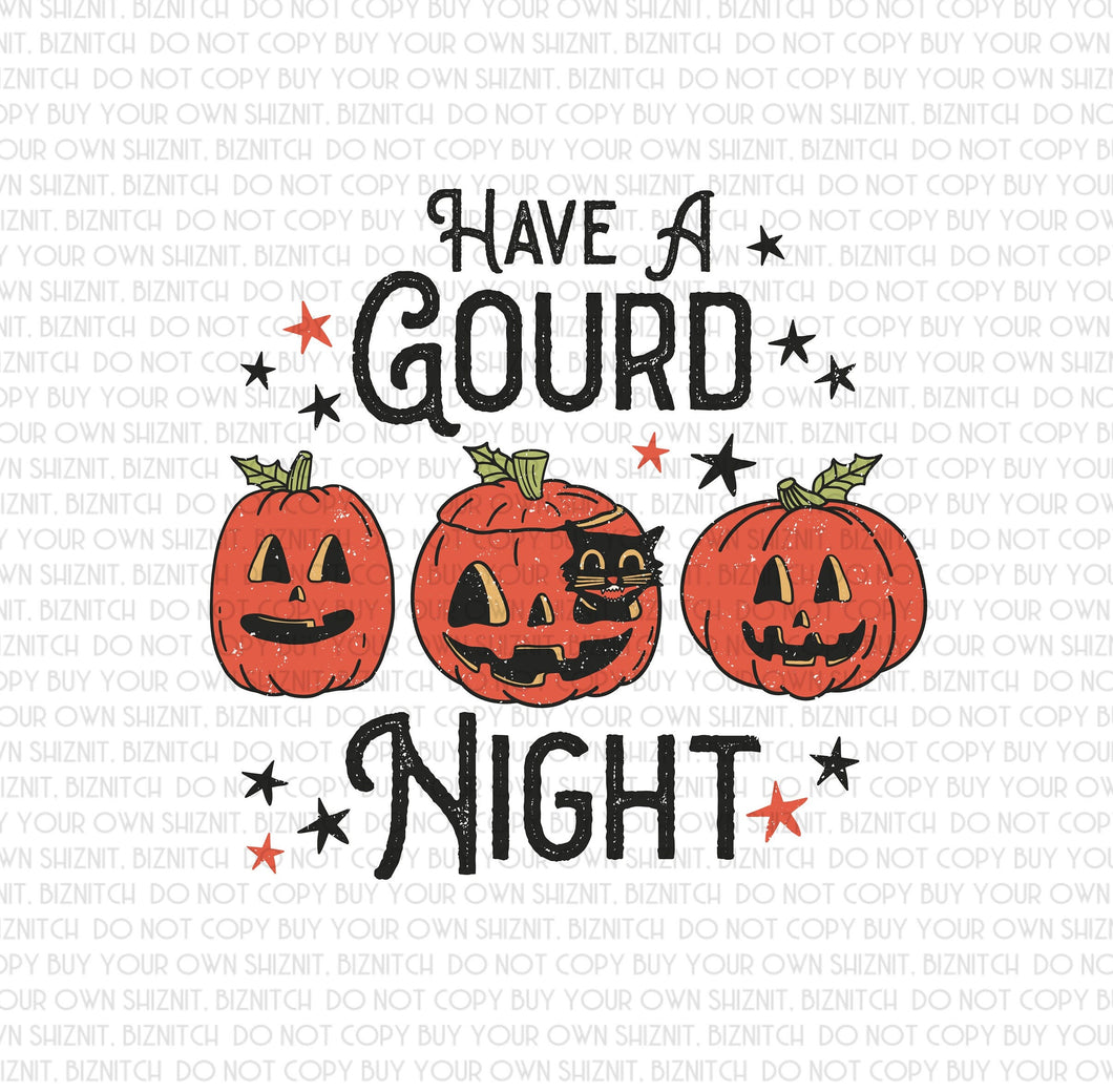 Vintage Have a Gourd Night DTF (Direct to Film) Transfers, Halloween DTF Transfer Ready to Press, 3-5 Day Ship