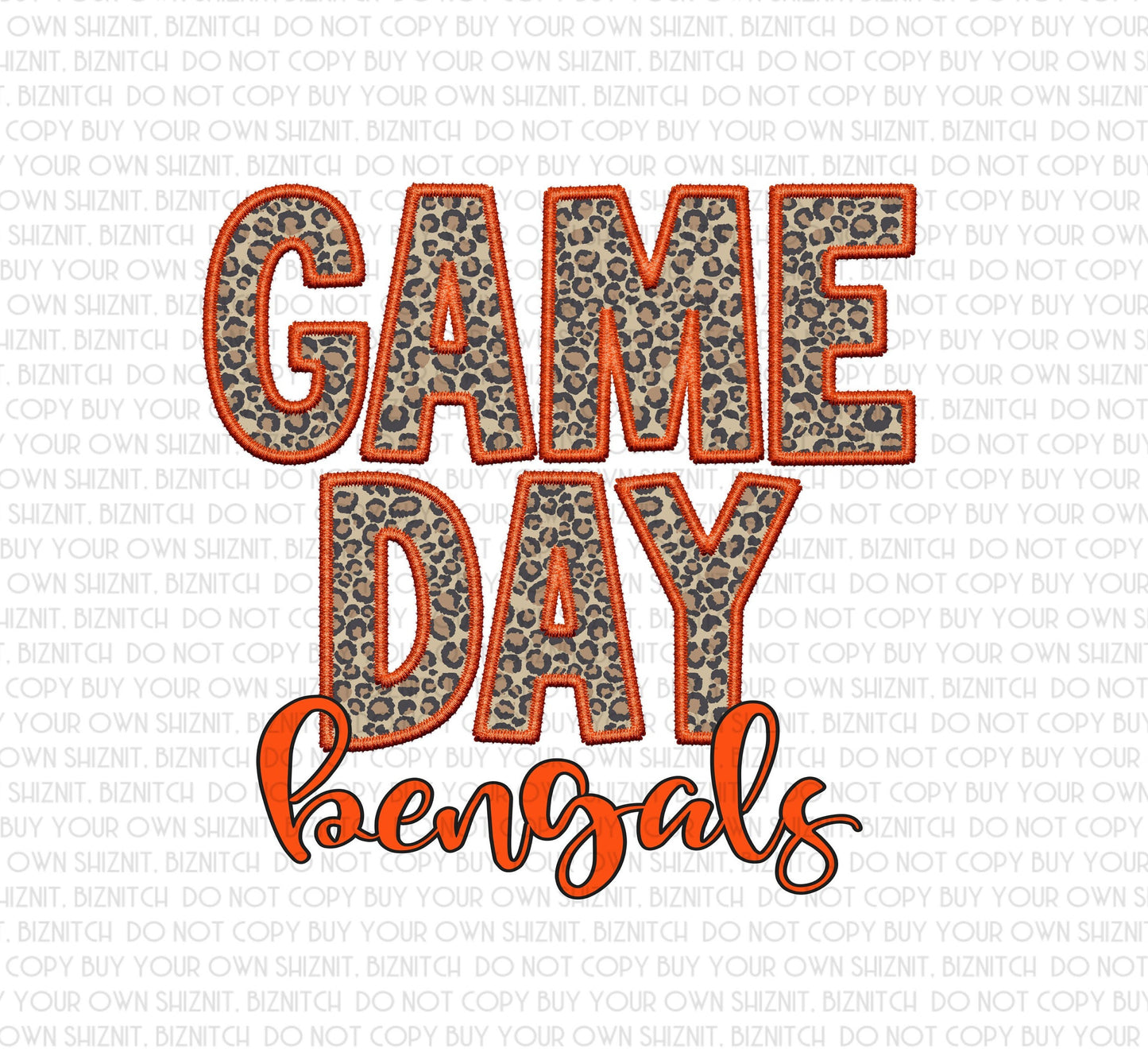 Embroidered Gameday Bengals DTF (Direct to Film) Transfers, Approved Vendor for Grovedesigns123