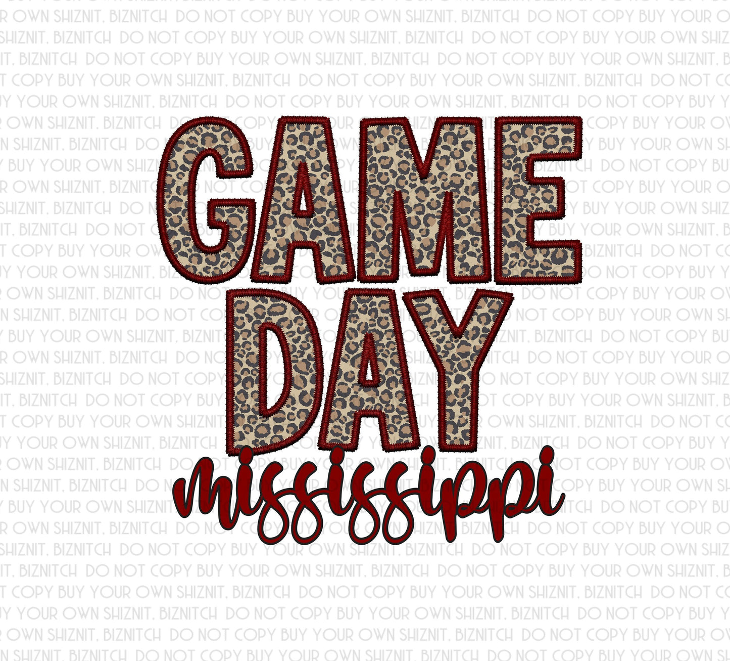 Embroidered Gameday Mississippi DTF (Direct to Film) Transfers, Approved Vendor for Grovedesigns123