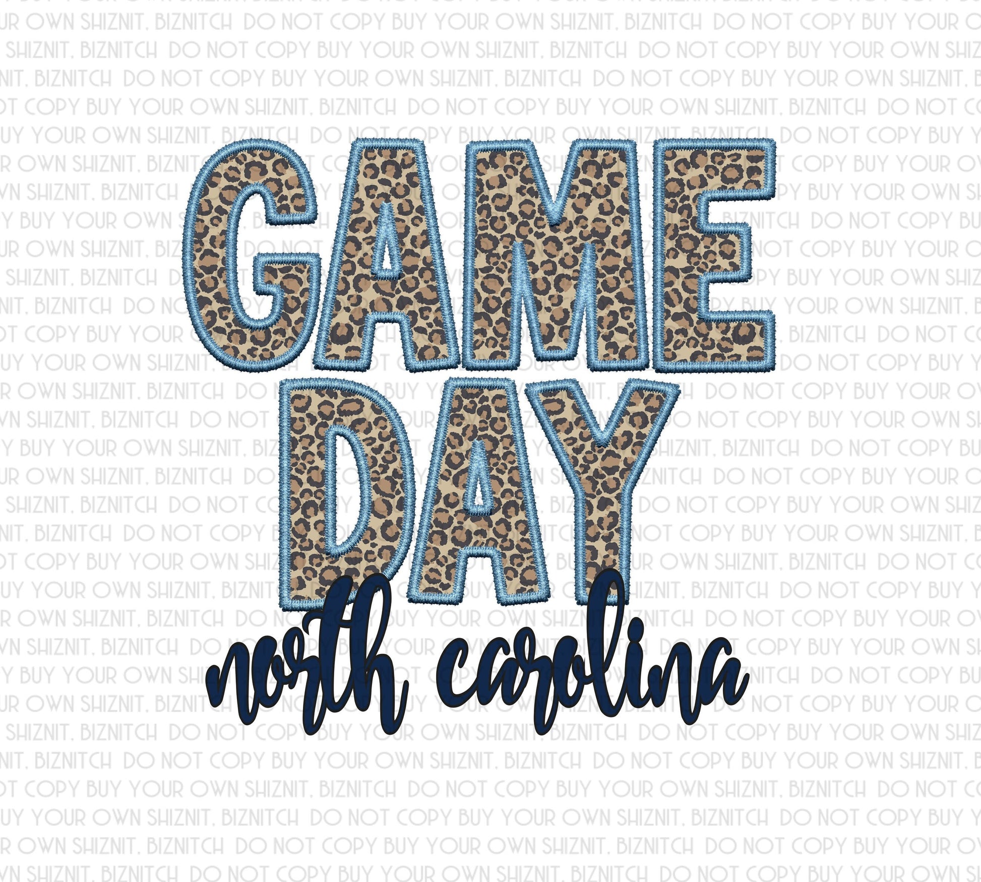 Embroidered Gameday North Carolina DTF (Direct to Film) Transfers, Approved Vendor for Grovedesigns123
