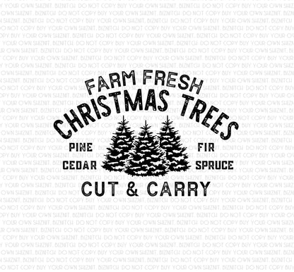 Farm Fresh Trees DTF (Direct to Film) Transfers, Christmas DTF Transfer Ready to Press