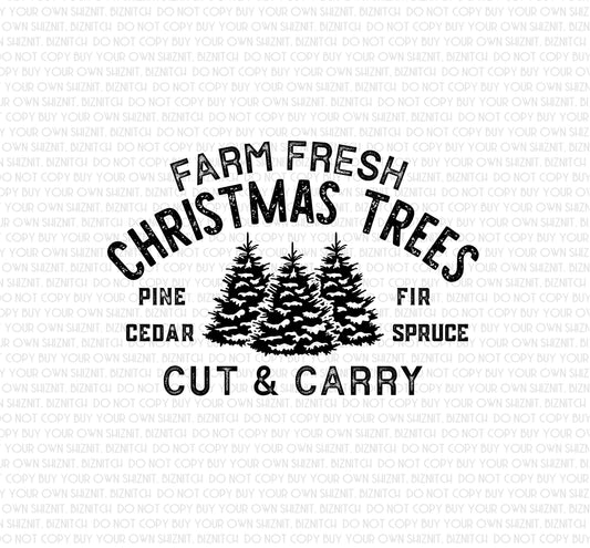 Farm Fresh Trees DTF (Direct to Film) Transfers, Christmas DTF Transfer Ready to Press