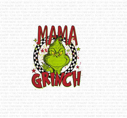 Mama Grinch DTF (Direct to Film) Transfers, Christmas DTF Transfer Ready to Press