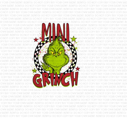 Mini Grinch DTF (Direct to Film) Transfers, Christmas DTF Transfer Ready to Press