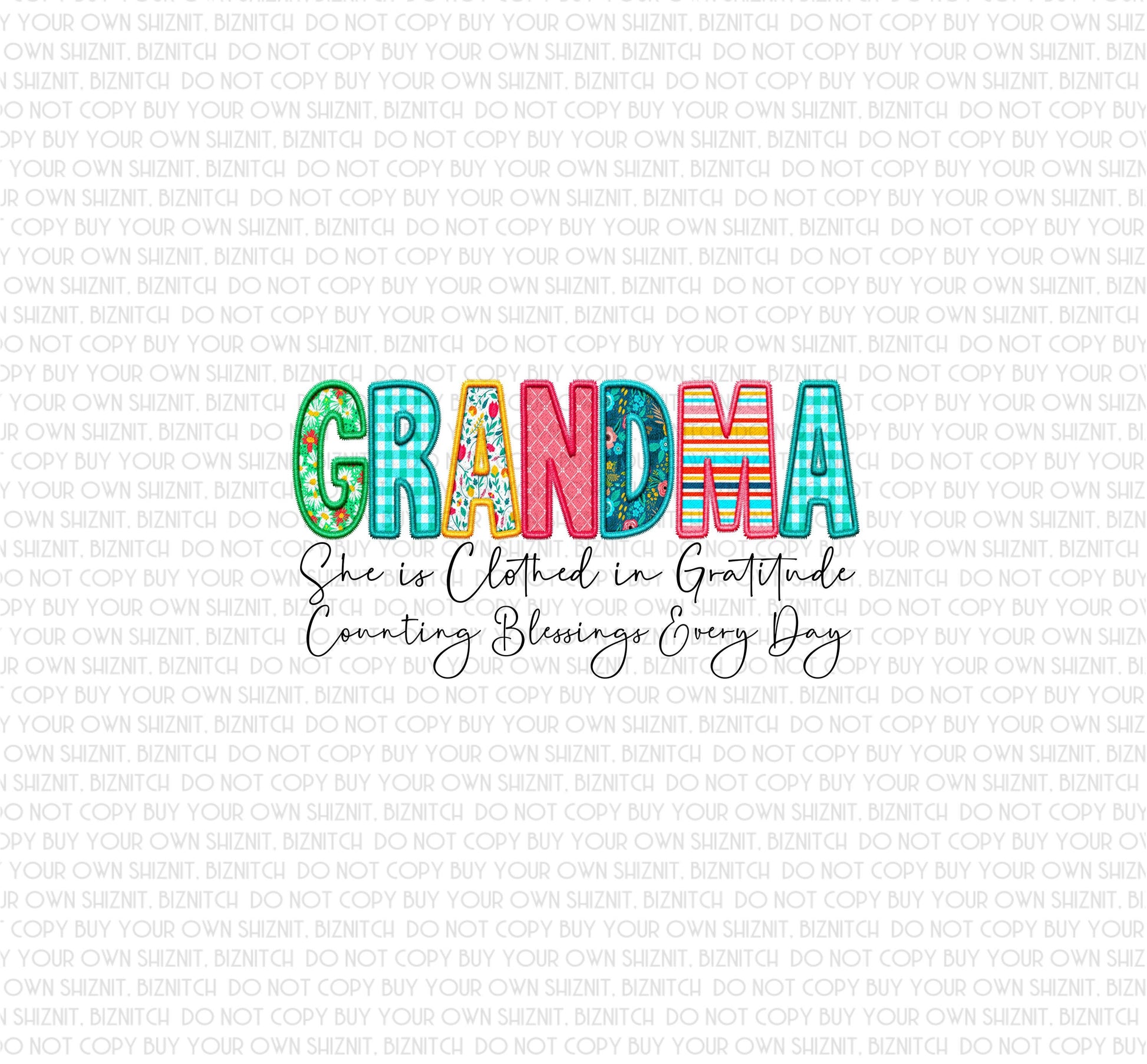 Embroidered Grandma DTF (Direct to Film) Transfers, Faux Embroidered