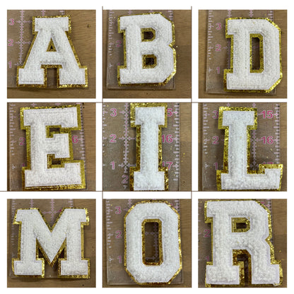 3.15 WHITE Chenille Iron On Patches, Chenille Patches, Iron On Patches, Varsity Patches