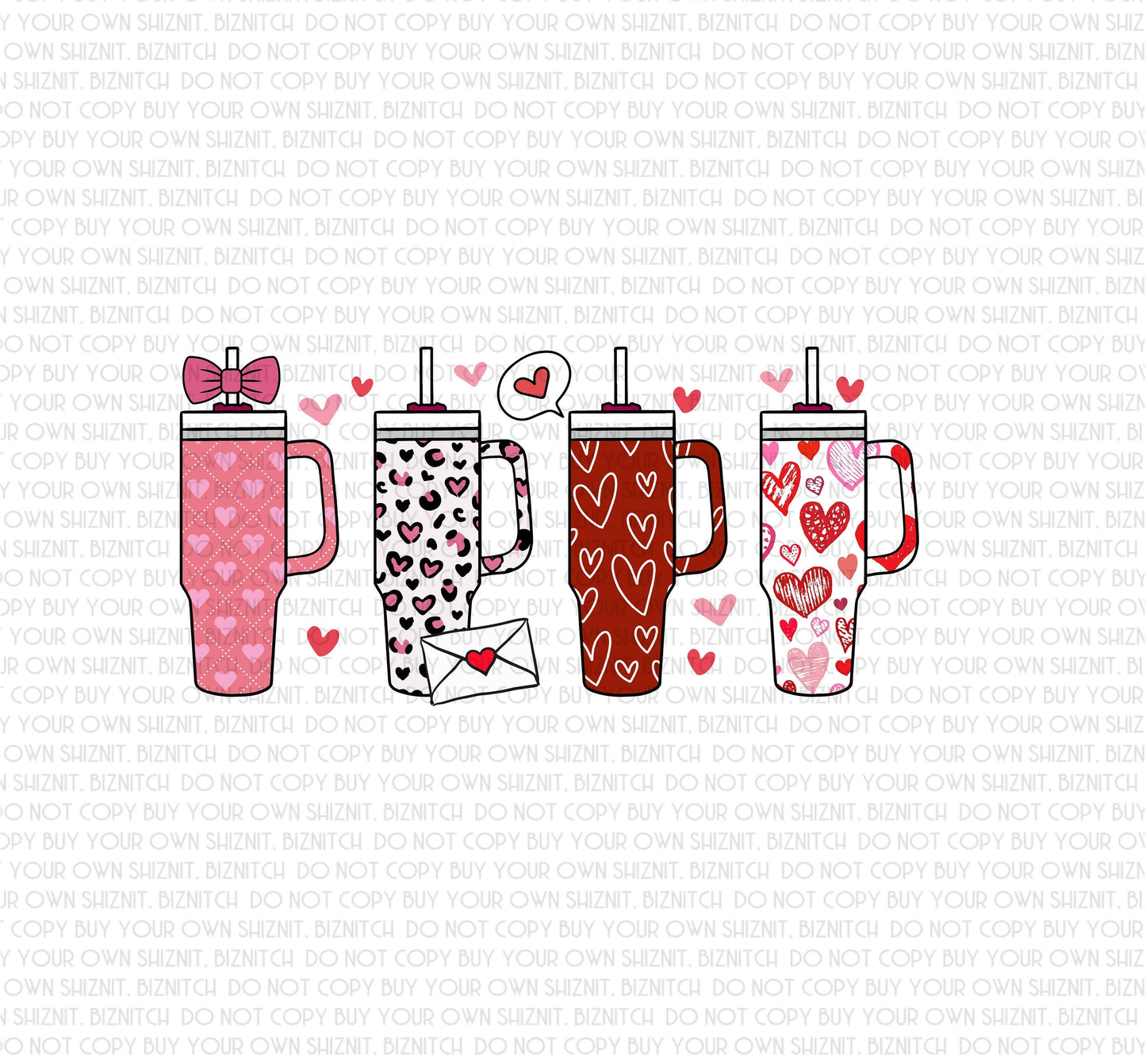 Valentine Cups DTF (Direct to Film) Transfers, Valentine's Day DTF Transfer Ready to Press, 1-3 Day Ship